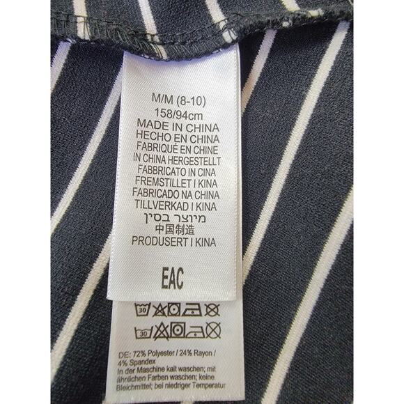 ExOfficio Dress Womens Medium Black White Stripe Keyhole Back Ponte Fit Flare - Picture 7 of 12